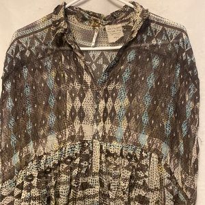 Free People Sheer Boho Shirt